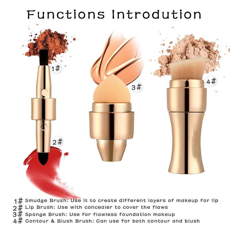 Sculpt & Blend 4-in-1 Makeup Brush (Foundation, Contour, Lip & Blending Tool)
